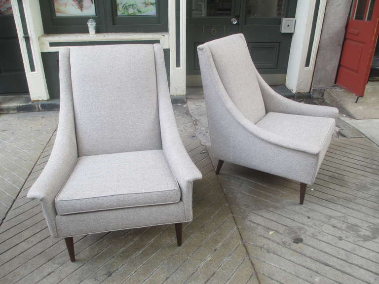 Upholstery Selig Pair of High Back Upholstered Lounge Chairs