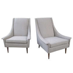 Selig Pair of High Back Upholstered Lounge Chairs