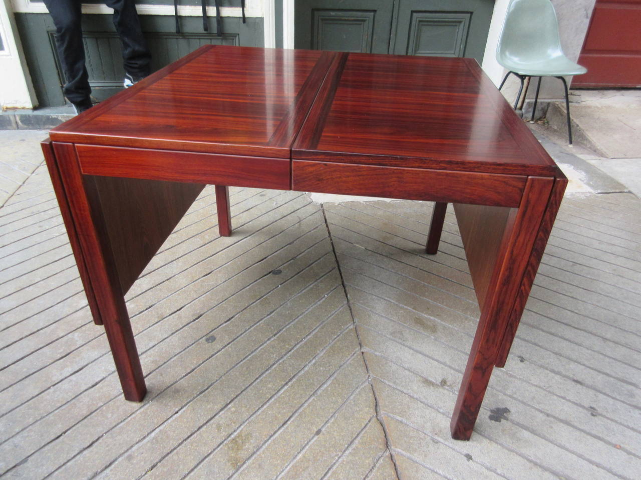 Danish Kai Winding Rosewood Drop-Leaf Extension Table by Vejle