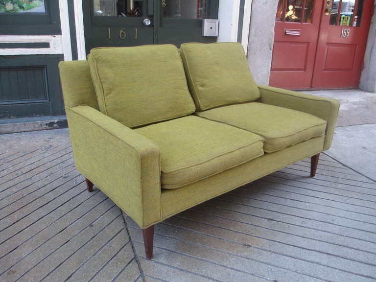 1950's Upholstered Loveseat in the style of Paul McCobb
