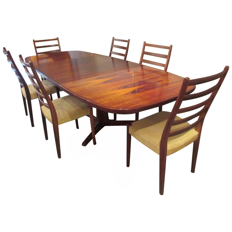 Gudme Rosewood Table with  Six Svegards Rosewood Chairs