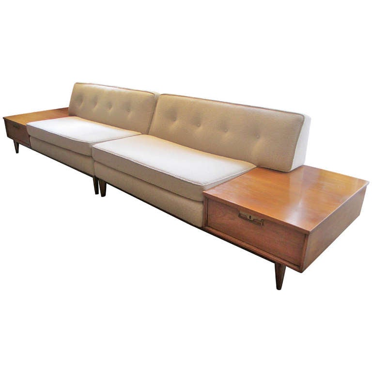 Thomasville Sectional Sofa with Built in End tables at 1stDibs | sofa with  built in side table, sectional with built in end table, sectional with built  in table