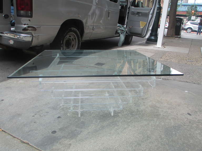 Mid-Century Modern Glass and Lucite Cofffee Table
