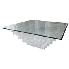 Glass and Lucite Cofffee Table