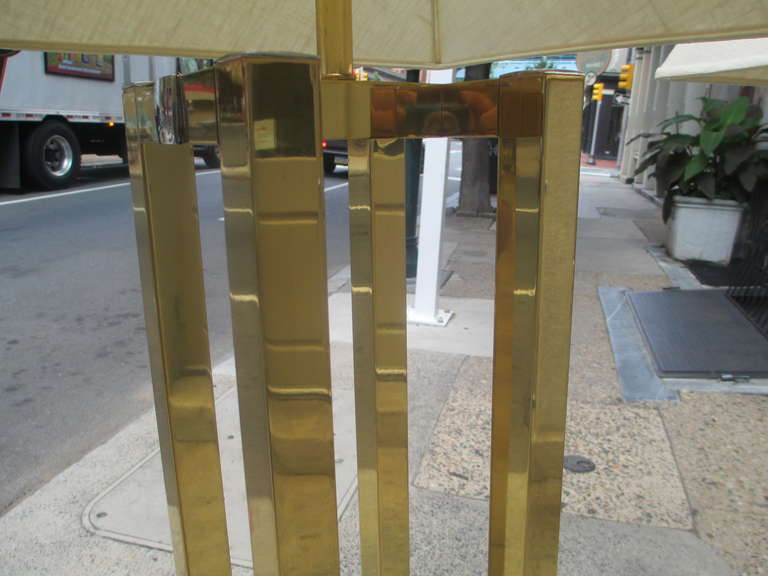 Late 20th Century Brass and Chrome Floor Lamps with Square Shades