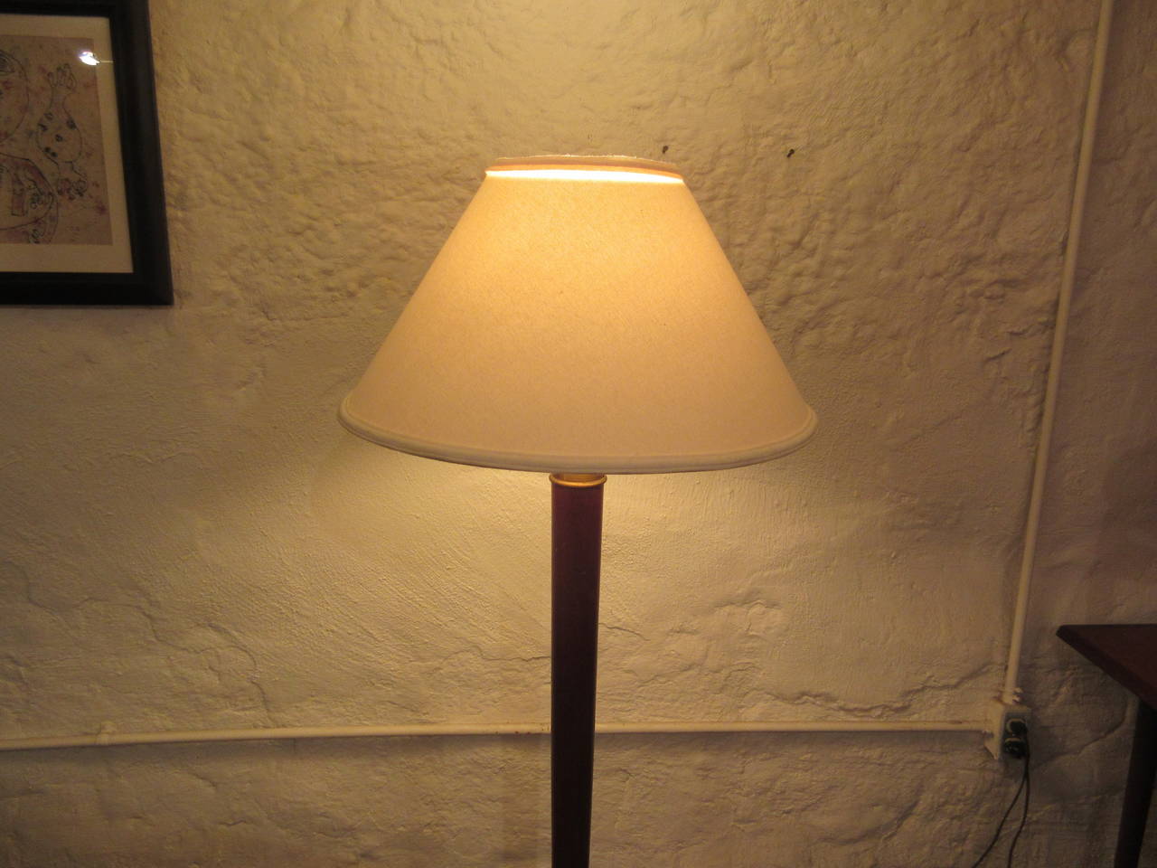 Russel Wright Mahogany and Brass Three-Way Floor Lamp In Excellent Condition In Philadelphia, PA