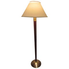 Antique Russel Wright Mahogany and Brass Three-Way Floor Lamp