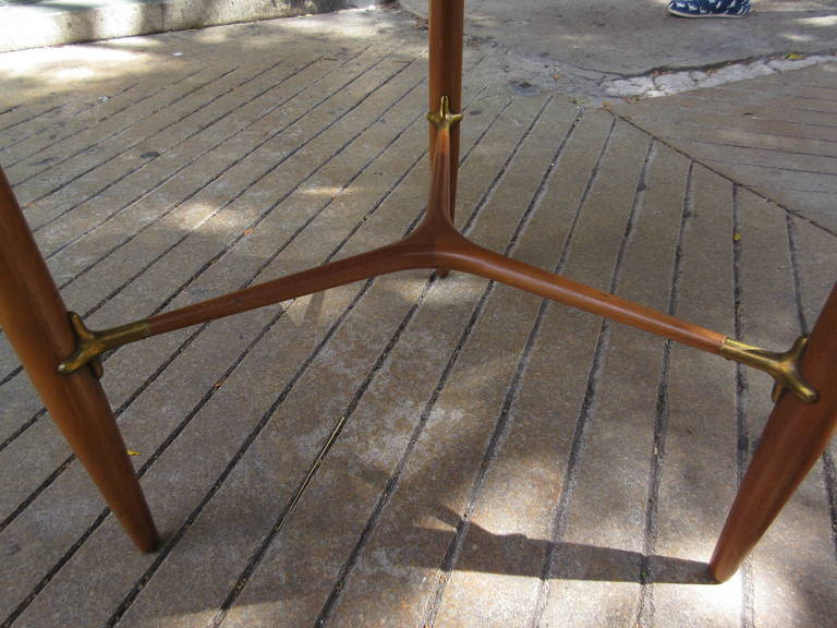 American Henredon Triangular Leather Covered End Table