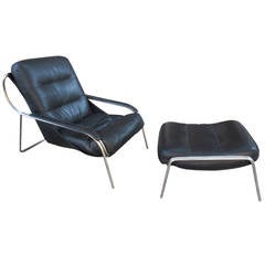 Used Marco Zanuso Maggiolina Chair and Ottoman by Zanotta