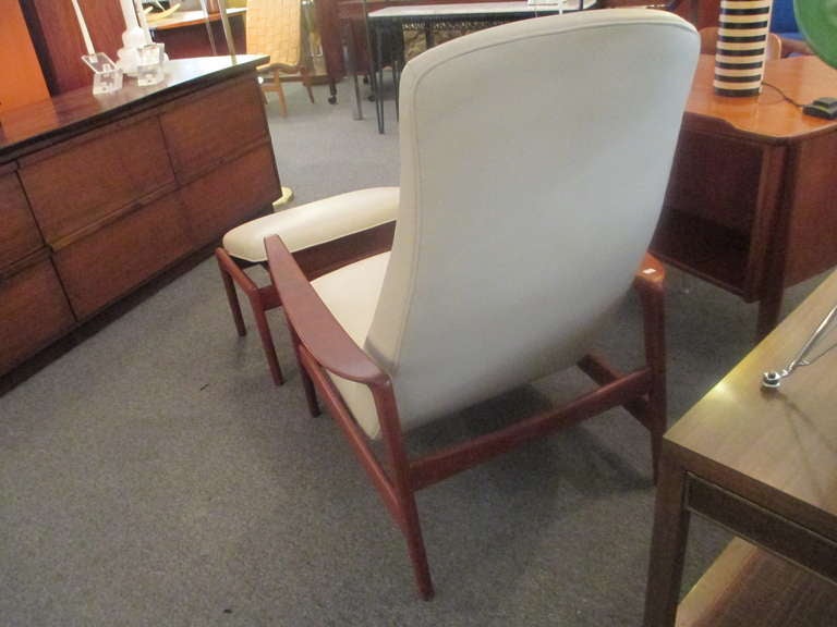 Scandinavian Modern Dux Teak Lounge Chair and Ottoman