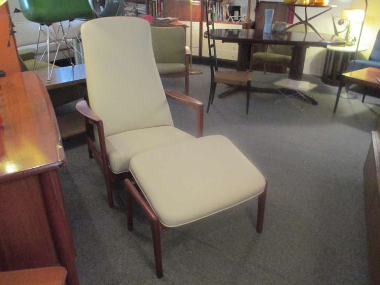 Swedish Dux Teak Lounge Chair and Ottoman