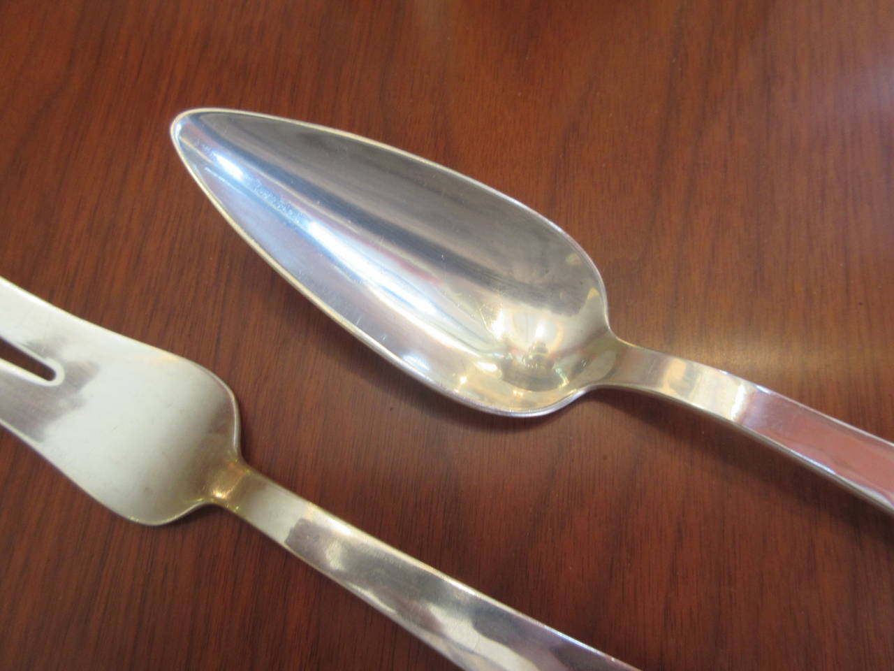 Mid-Century Modern Allan Adler Salad or Serving Pieces Hand-Hammered Sterling