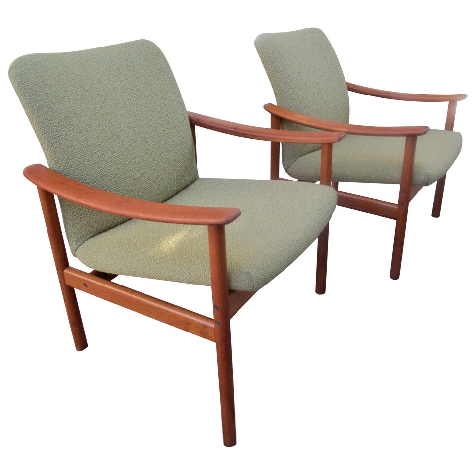 Pair Teak Arm Chairs