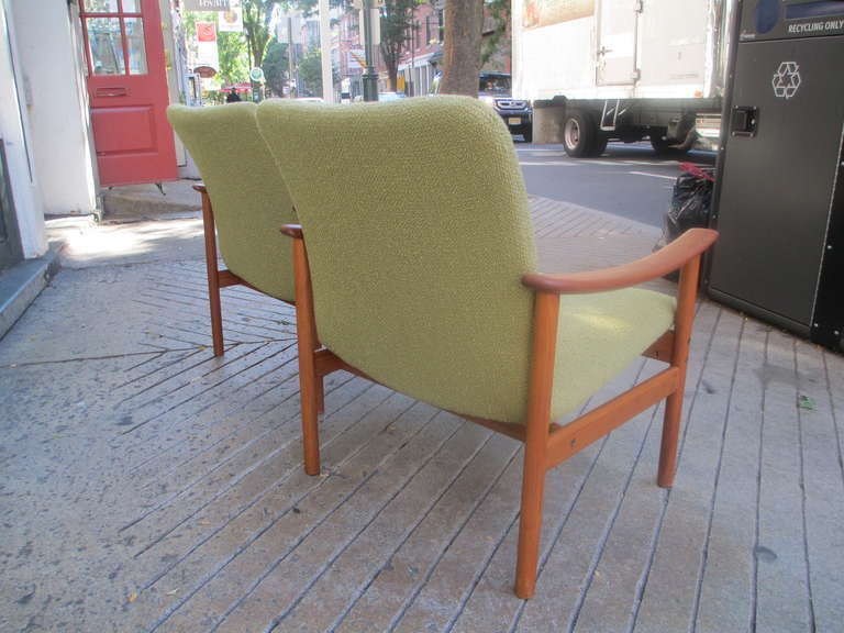 Scandinavian Modern Pair Teak Arm Chairs