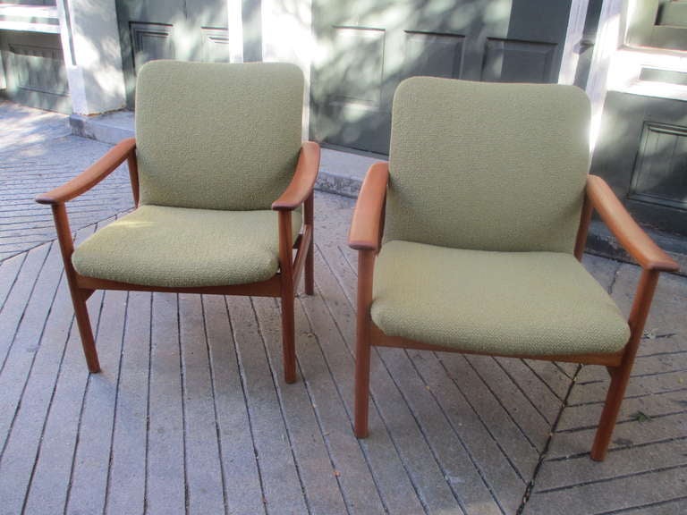 Danish Pair Teak Arm Chairs