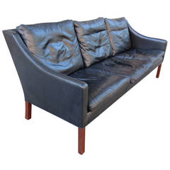 Børge Mogensen Black Leather Sofa