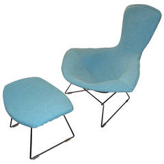 Bertoia Bird Chair and Ottoman for Knoll in Cato Fabric