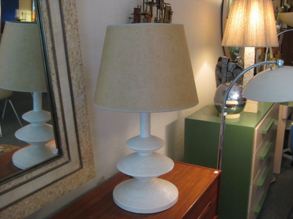 Cast plaster lamp for LCS.  A 1970's copy of the Giacometti lamp made for Michel Frank in 1935