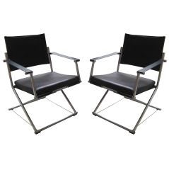 Pair of Mark Singer Campaign Style Chairs for Euroka