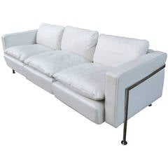Robert Haussman for Stendig White Leather Sofa