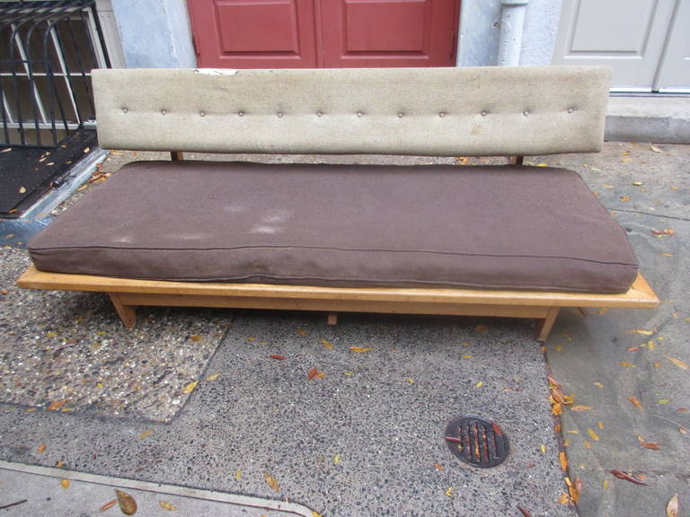 Early Knoll classic! This very unique Richard Stein daybed is in complete original condition! Very solid, just needing your TLC to pick out new fabric and have upholstered! Finish is very nice, with just enough patina to wood to get it an overall