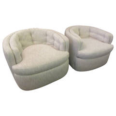 Swivel Chairs in White and Black Weave, 1960