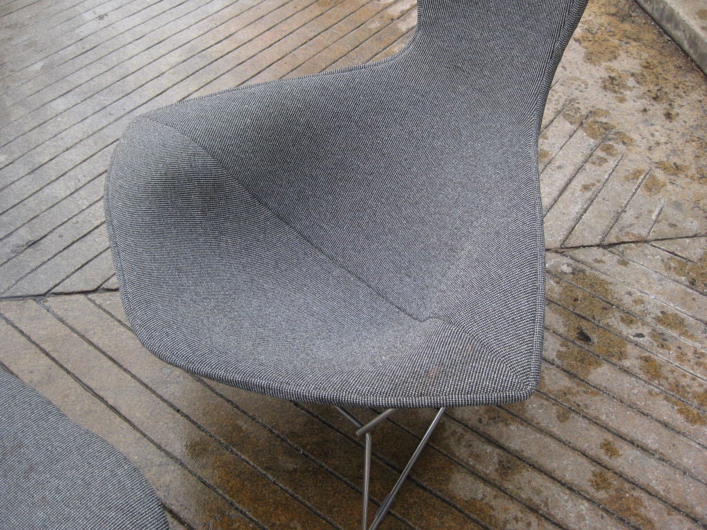 Stainless Steel Harry Bertoia Bird Chair and Ottoman for Knoll
