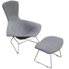 Vintage Harry Bertoia Bird Chair and Ottoman for Knoll