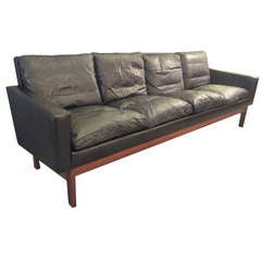 Hans Wegner Leather and Rosewood Sofa