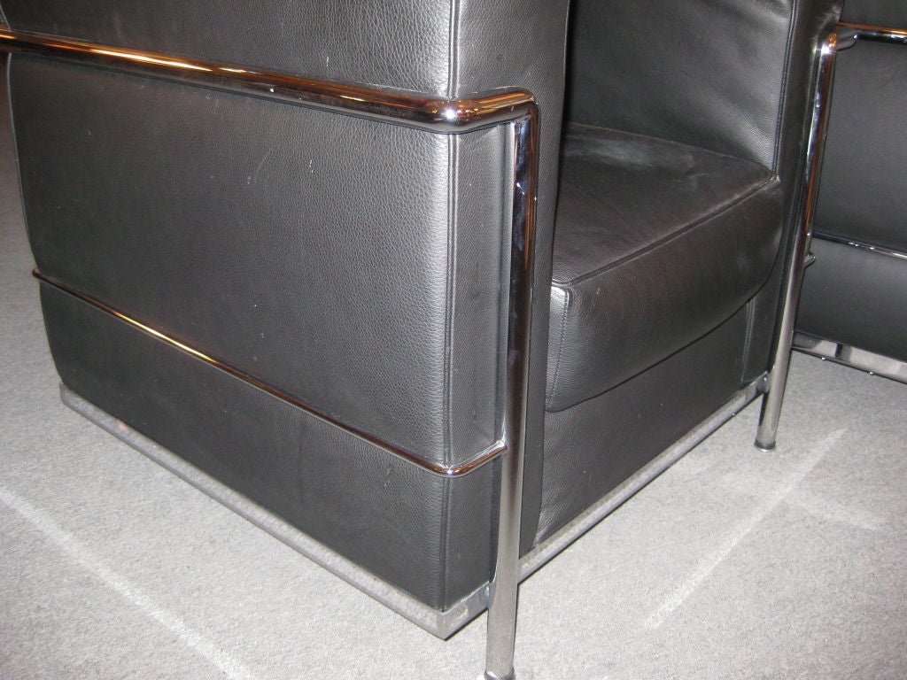 Stainless Steel Pair  Le Corbusier Petit Comfort LC-2 Armchairs