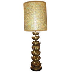 Monumental  Brass Lotus Lamp
