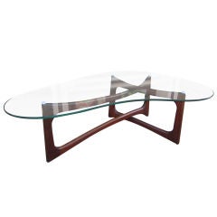 Adrian Pearsall Walnut and Glass Coffee Table