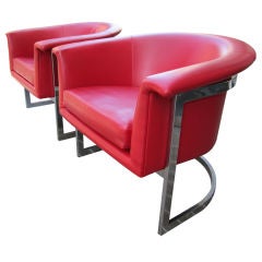 Pair of Milo Baughman inspired Club Chairs