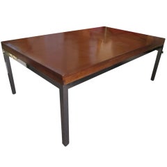 Retro Custom Oak Parkay Top Dining Table on Chrome Support