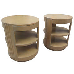 Modernage Pair of Lazy Susan Swiveling End Tables