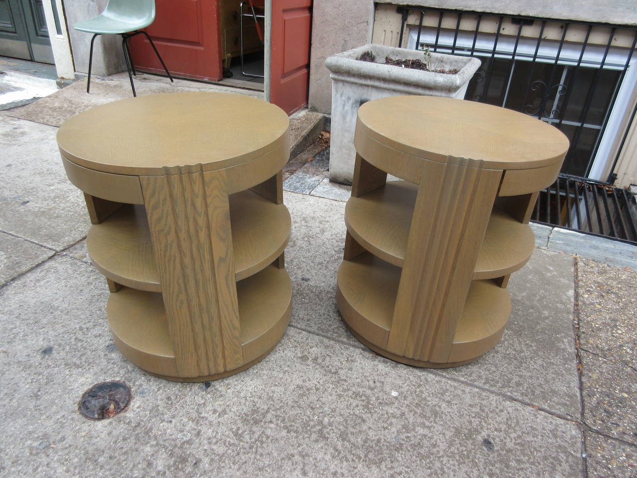 Modernage Pair of Lazy Susan Swiveling End Tables at 1stDibs