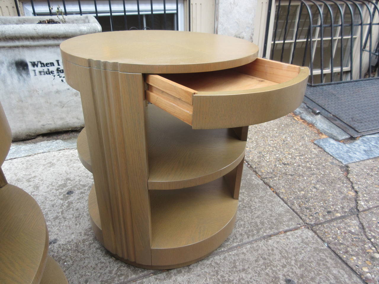 Modernage Pair of Lazy Susan Swiveling End Tables at 1stDibs