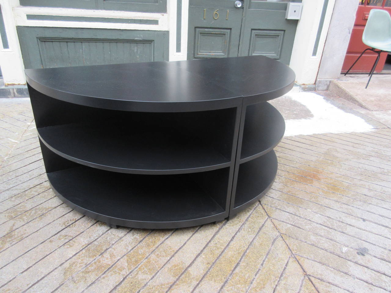 Modernage Art Deco Pair of Quarter Round End Tables