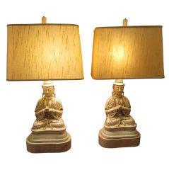 Pair of Ceramic  Lamps of the Peaceful Buddha