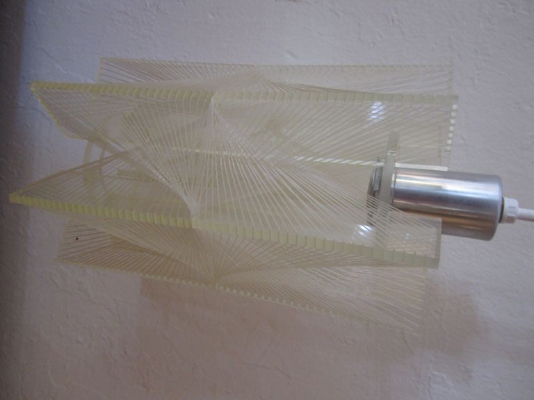 Lucite Hanging Lamps of Complicated Nylon Wire design