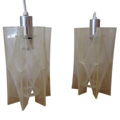 Lucite Hanging Lamps of Complicated Nylon Wire design
