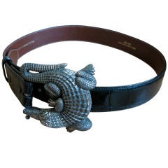 Vintage Barry Kieselstein-Cord Alligator and Sterling Belt  Large Size