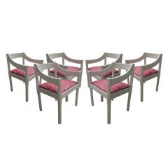 Vintage Set of Six Chairs by Vico Magistretti for Stendig with Marimekko