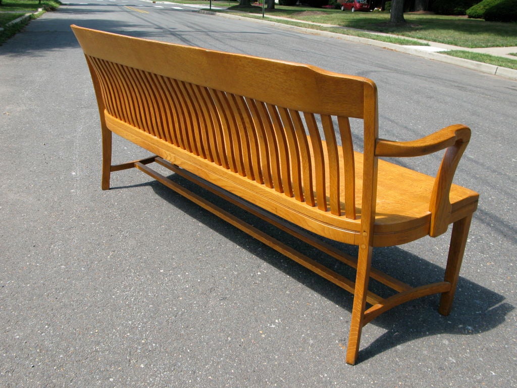 20th Century 1930's 40's Solid Oak Bench