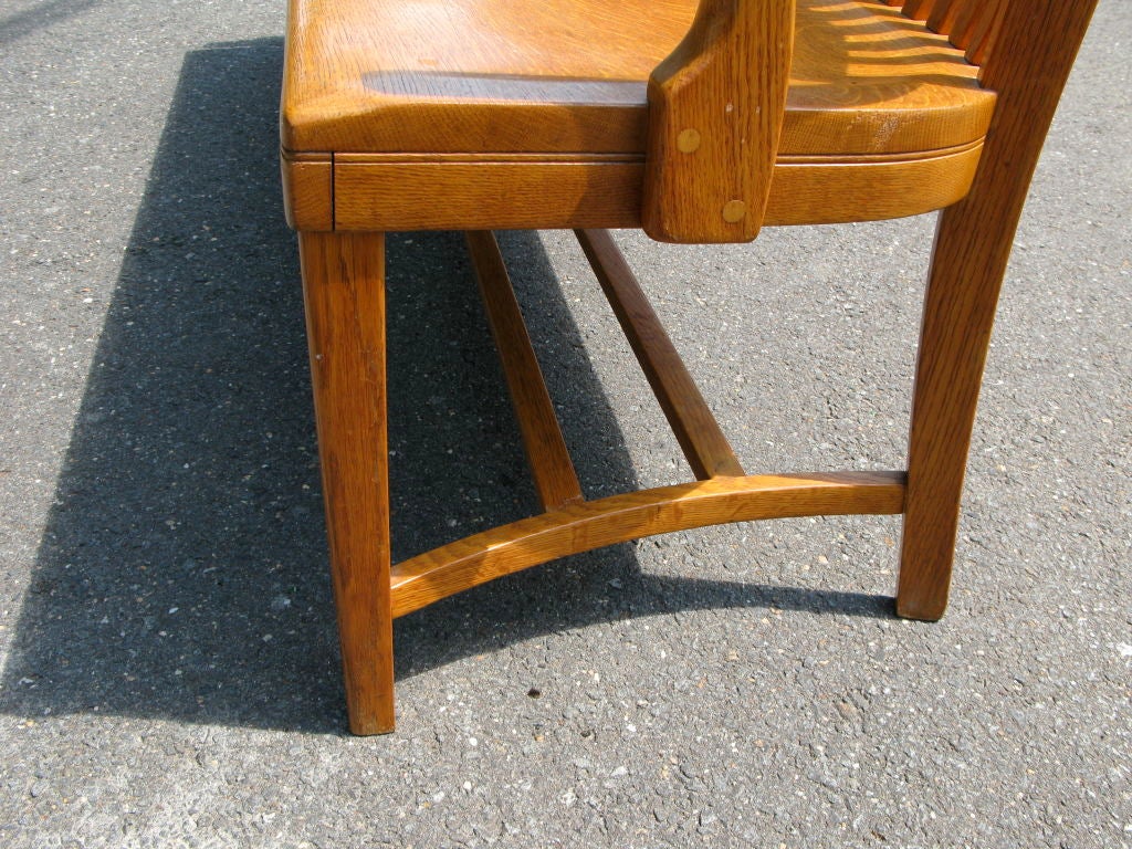1930's 40's Solid Oak Bench 3