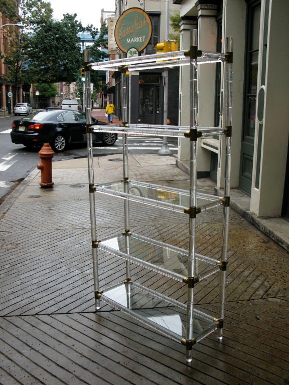 Lucite And Brass Etagere