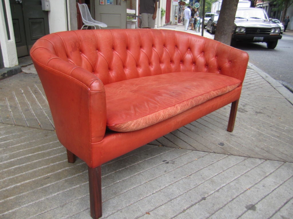 Jacob Kjaer Settee in Salmon Leather