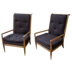 Pair of Large High Backed Arm Chairs by John Widdicomb