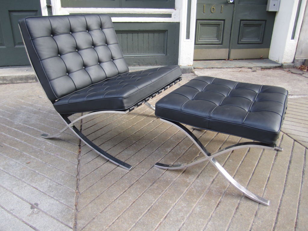 20th Century Mies van der Rohe Barcelona Chair and Ottoman for Knoll