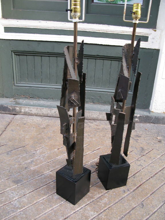 Pair of Brutalist Laurel Table Lamps